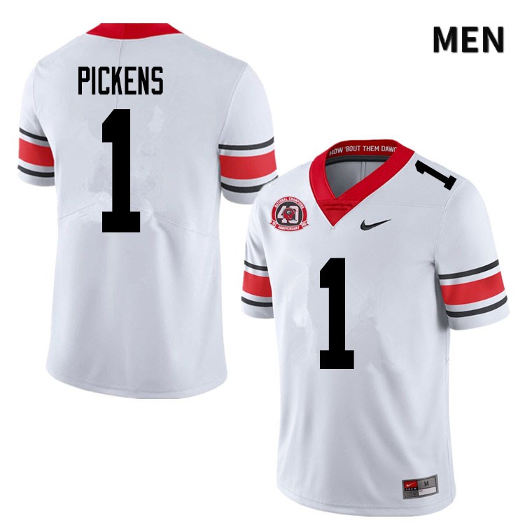 Georgia Bulldogs Men's George Pickens #1 White 2020 1980 National Champions 40th Anniversary Stitched College UGA Football Jersey 23QK013IF